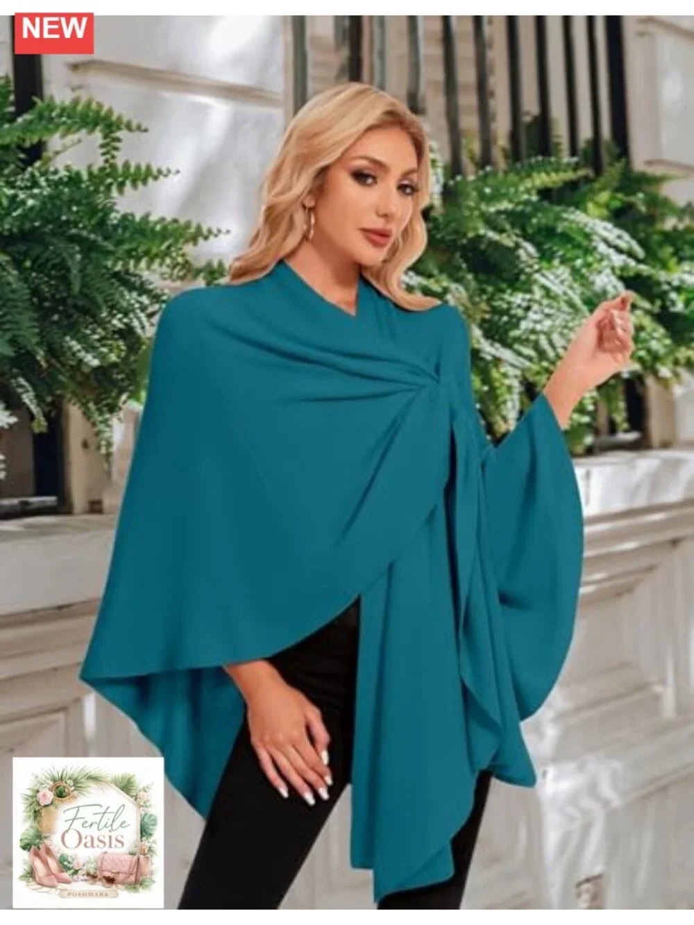 Knitted Poncho Cape Wrap, Viscose Blend Shawl, Travel & Evening Wear